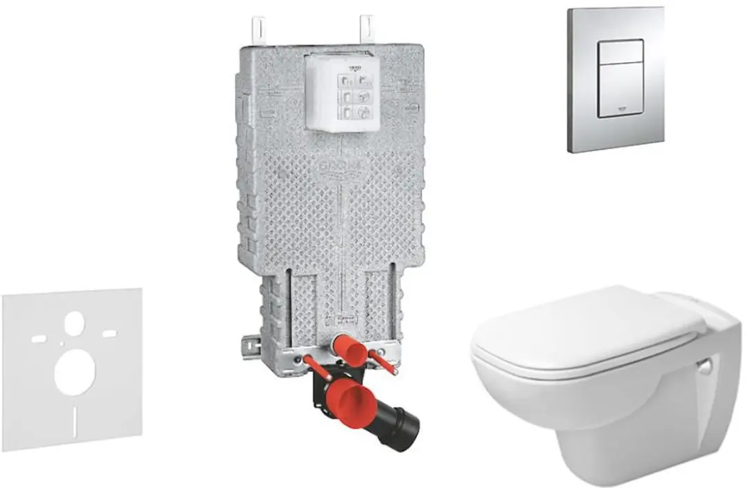 Complete toiletset, wand-wc + D-Code toiletzitting, Rimless, SoftClose, + bedien