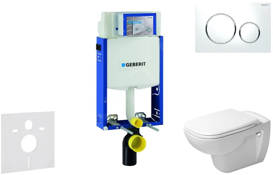 Toiletset met Sigma20 bedieningsplaat, wit/glazend chroom + Duravit D-Code hange