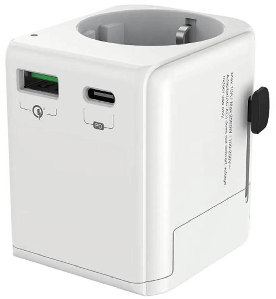 Gembird Universele Reisadapter A-USB-AC-02 20W - Wit