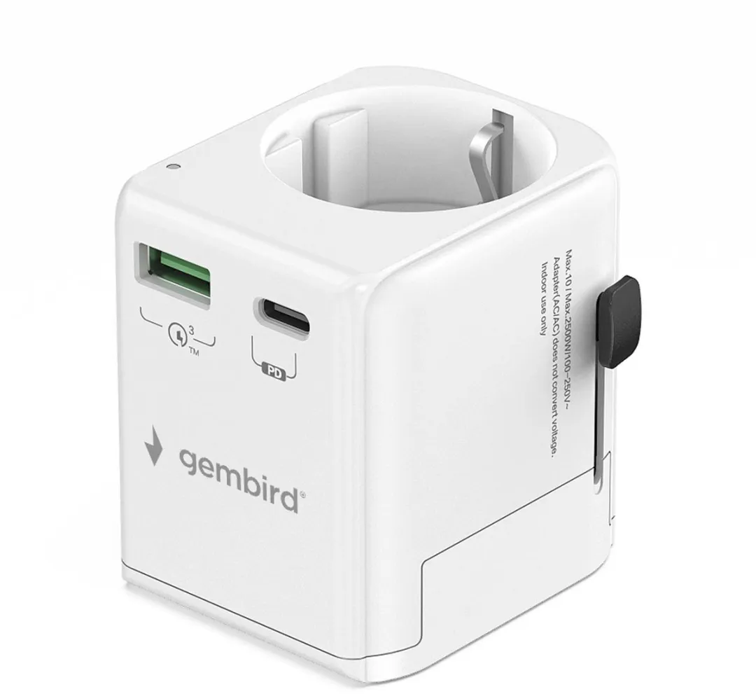 Gembird Universele Reisadapter A-USB-AC-02 20W