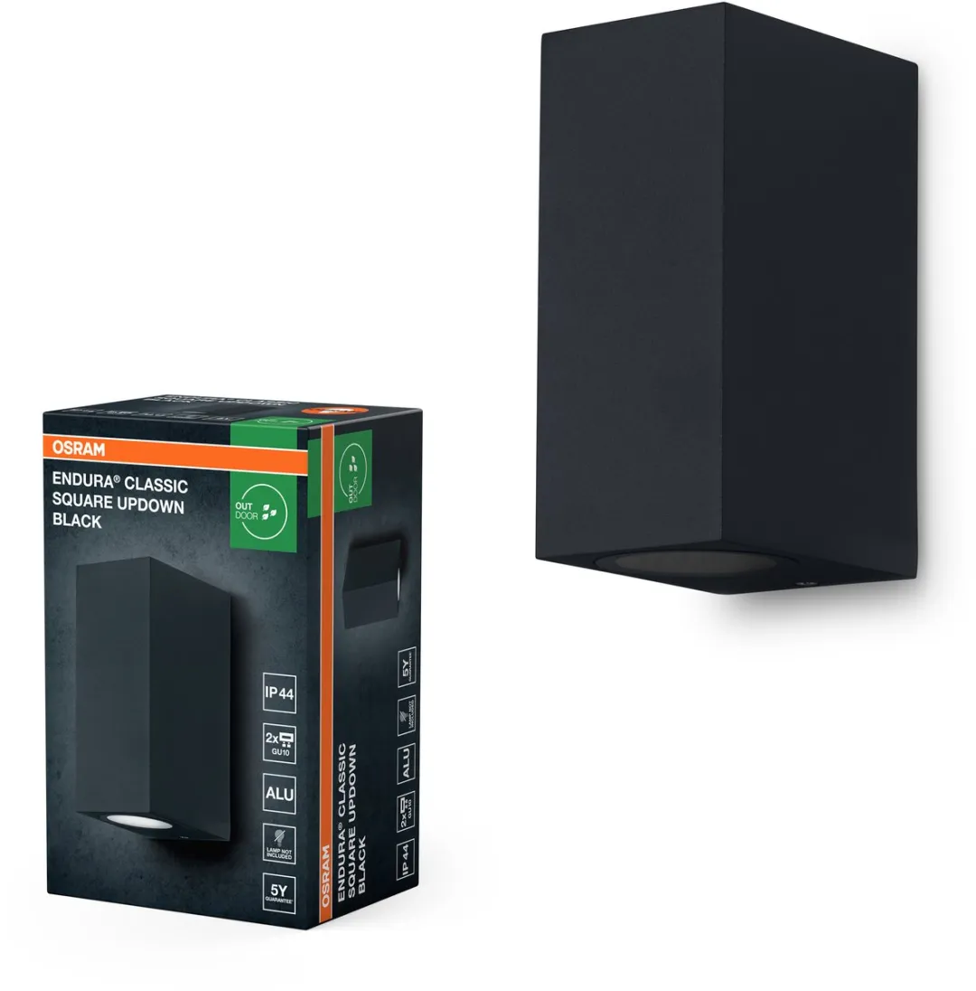 Osram Endura Classic Square UpDown Buitenwandlamp Zwart - GU10 IP44