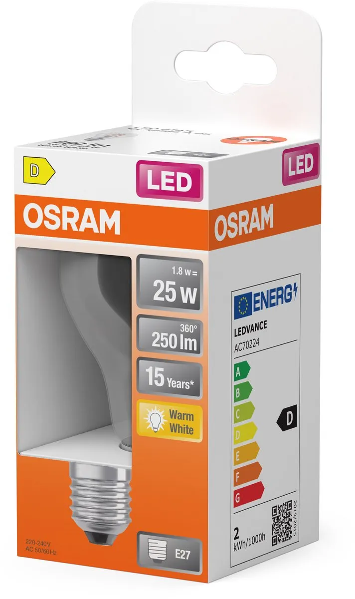 Osram LED-lamp A25 Stervorm 1,8W E27 - 250lm Warm wit