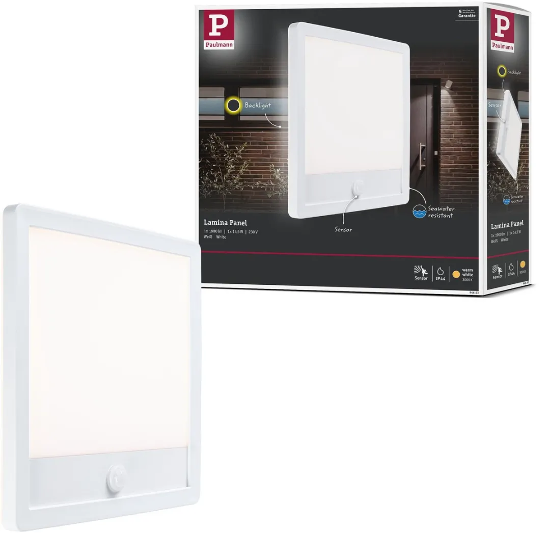 Paulmann LED-paneel Lamina Backlight Schemergestuurd 250x250mm 14,5W 3000K - IP44 Wit