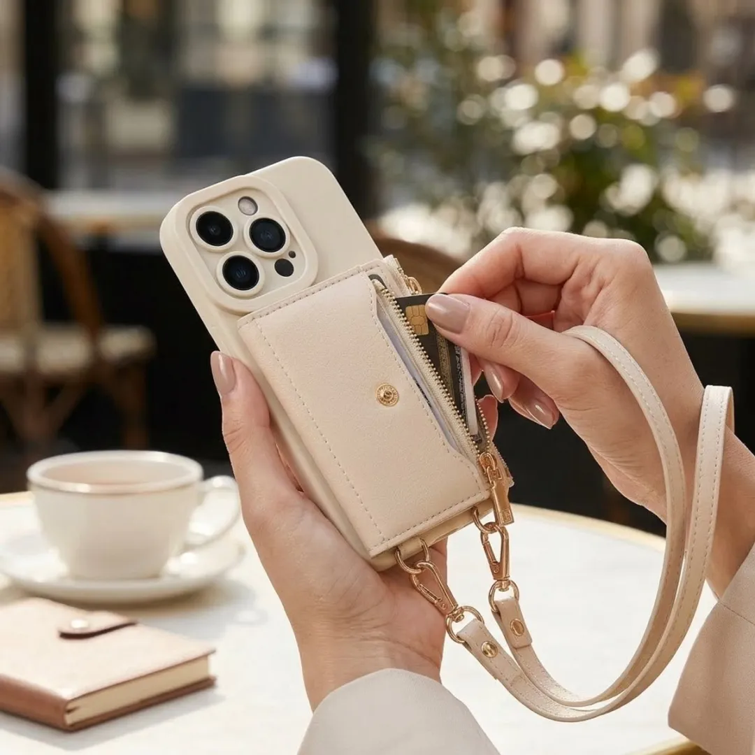 NUVEX iPhone 15 Pro Max Hoesje met Portemonnee - Beige