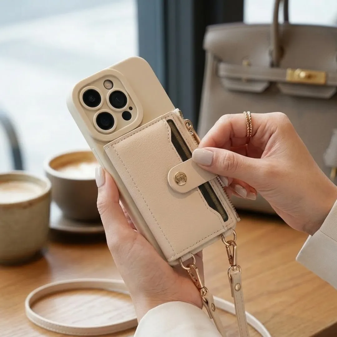 NUVEX iPhone 15 Pro Max Hoesje met Portemonnee - Beige
