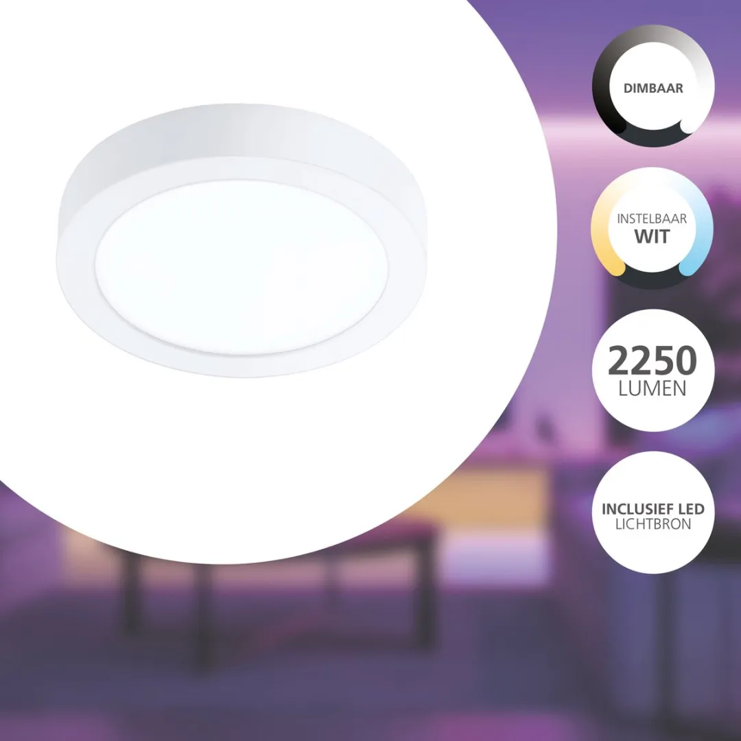 EGLO connect.z Fueva-Z Smart Opbouwlamp Ø21cm - Wit - Zigbee