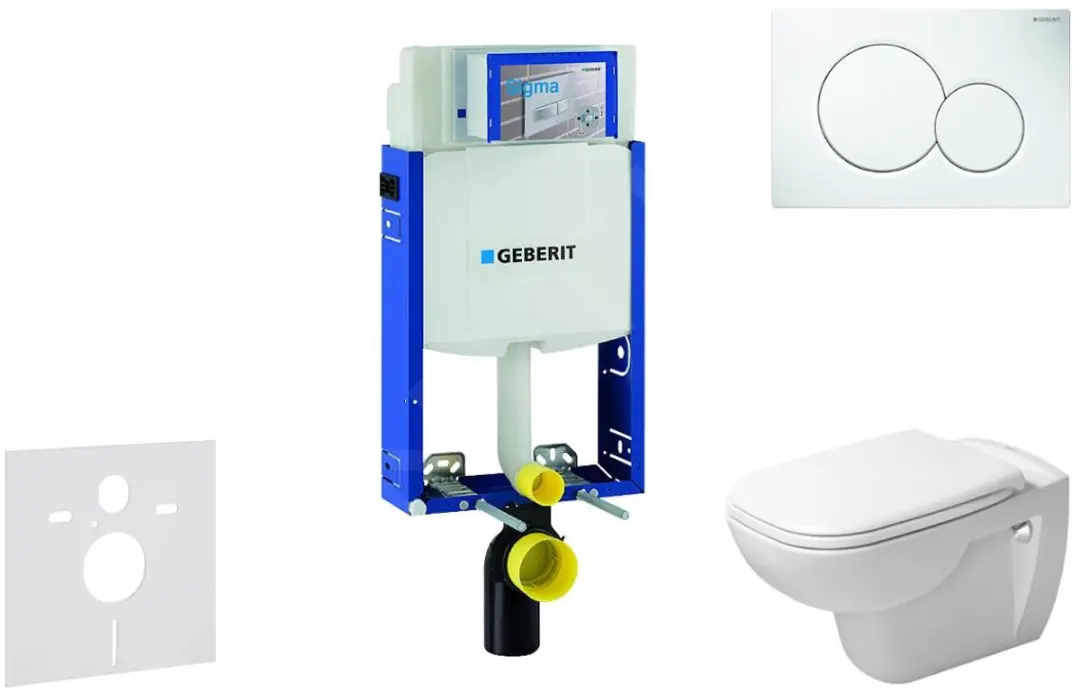 Toiletset met Sigma01 bedieningsplaat, alpine wit + Duravit D-Code hangend toile