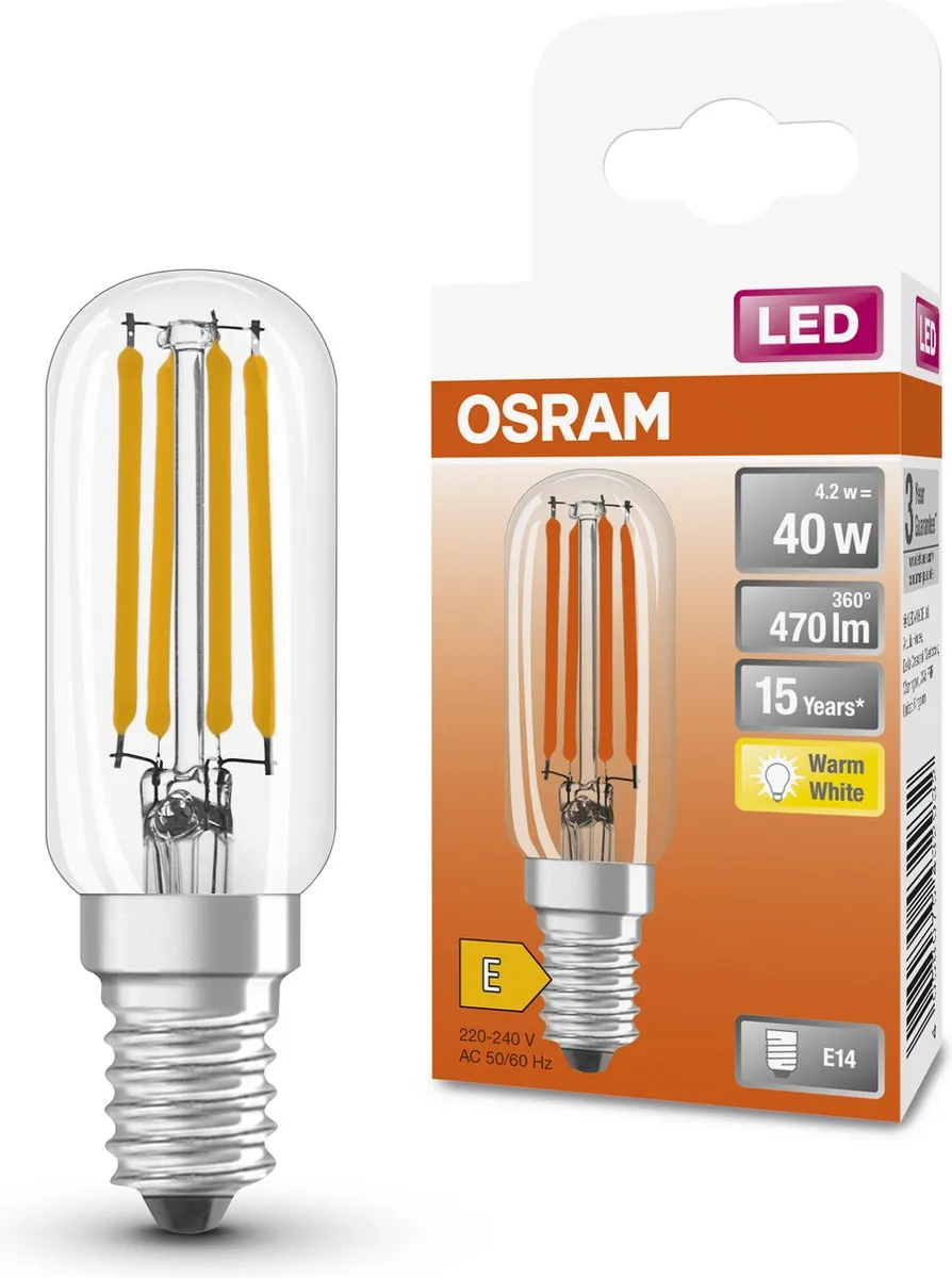 Osram LED Koelkastlampje E14 4,2W 470lm Warm Wit - Helder