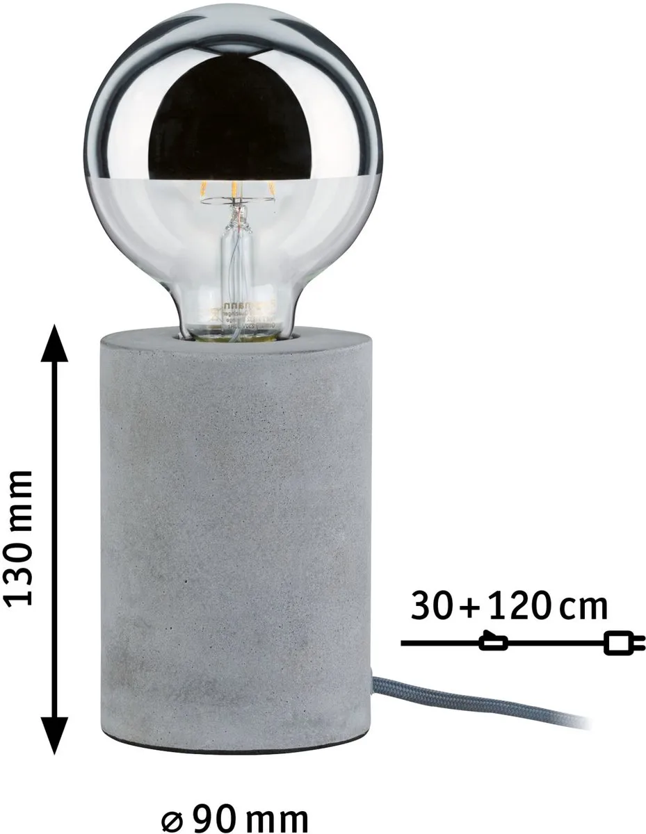Paulmann Neordic LED-tafellamp Mik E27 20W - Grijs Beton