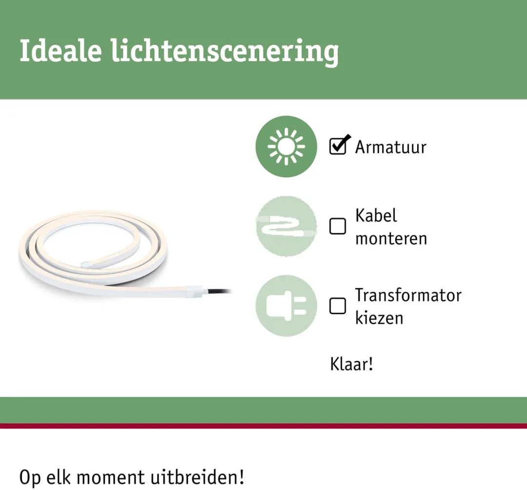 Plug & Shine LED Strip Smooth Afzonderlijke strip IP68 3000K 12W Wit