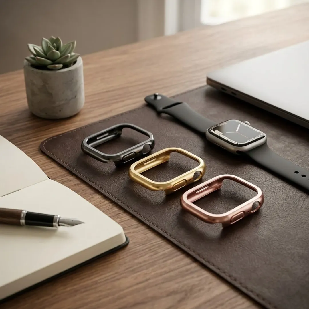 NUVEX Smartwatch Hoes Set 44mm - 3 Stuks - Zwart/Gouden/Rose Goud