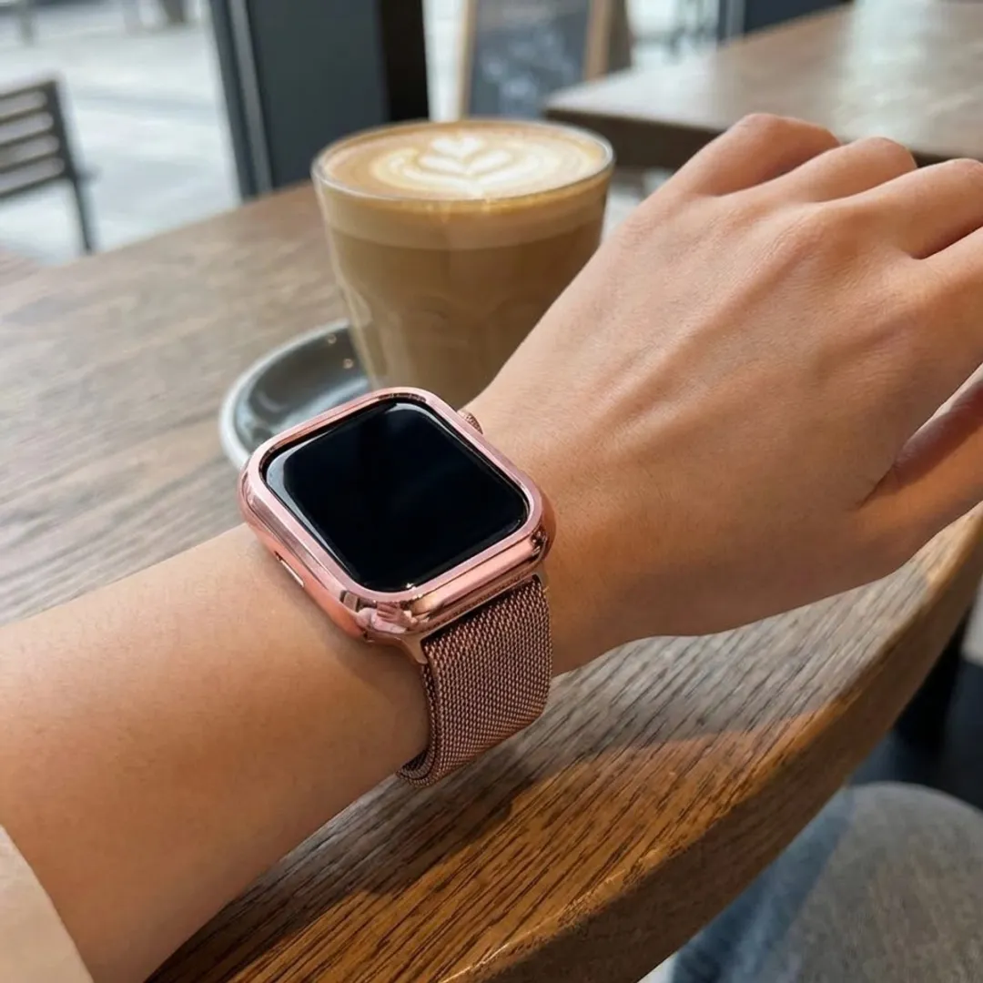 NUVEX Smartwatch Hoes Set 44mm - 3 Stuks - Zwart/Gouden/Rose Goud