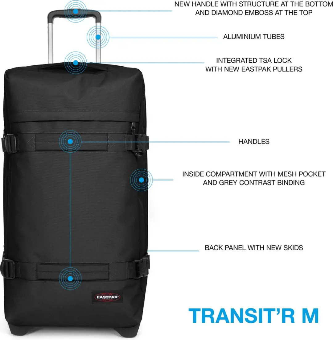 Eastpak Transit'r M Reiskoffer - 78L - Zwart - afbeelding 5 van 6