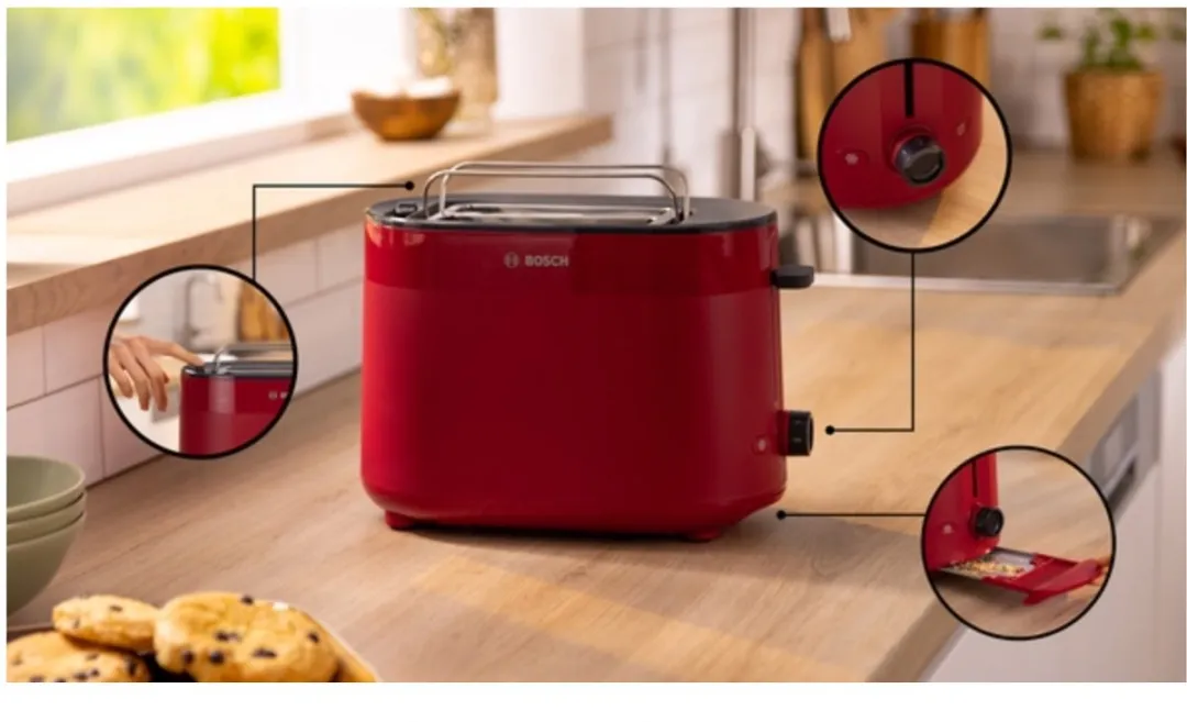 Bosch Tat2M124 MyMoment Broodrooster 2 Sneden 950W - Rood - afbeelding 6 van 6