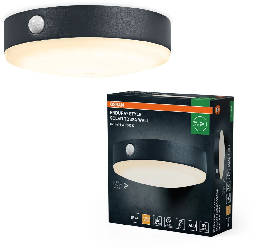 Osram Endura Style Tossa Solar Wandlamp 6W - 3000K - Zwart