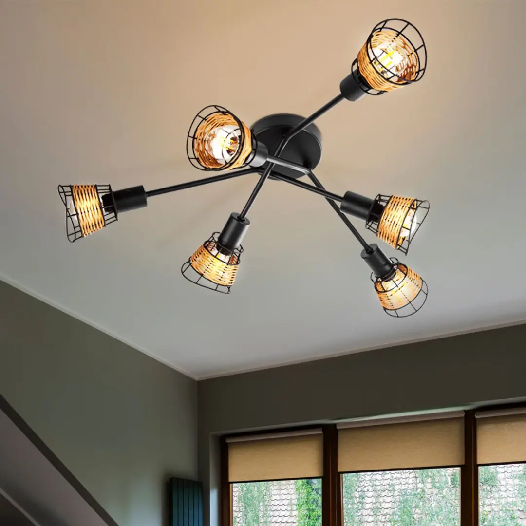 Globo Esra Plafondlamp E14 - Ø90cm - Bruin - afbeelding 2 van 6