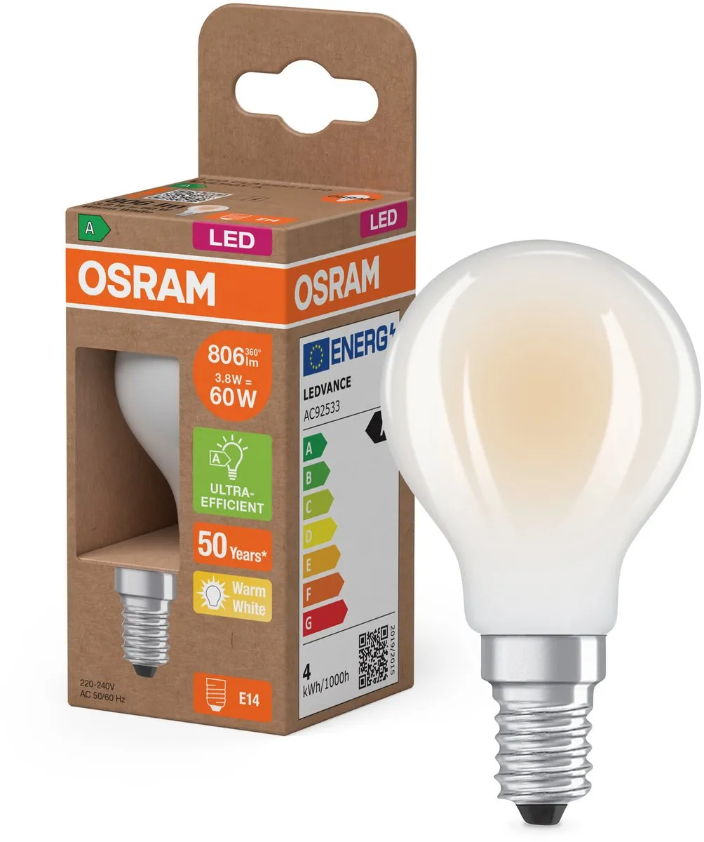 Osram LED Classic E14 Peer Filament 3.8W 806lm - Zeer Warm Wit