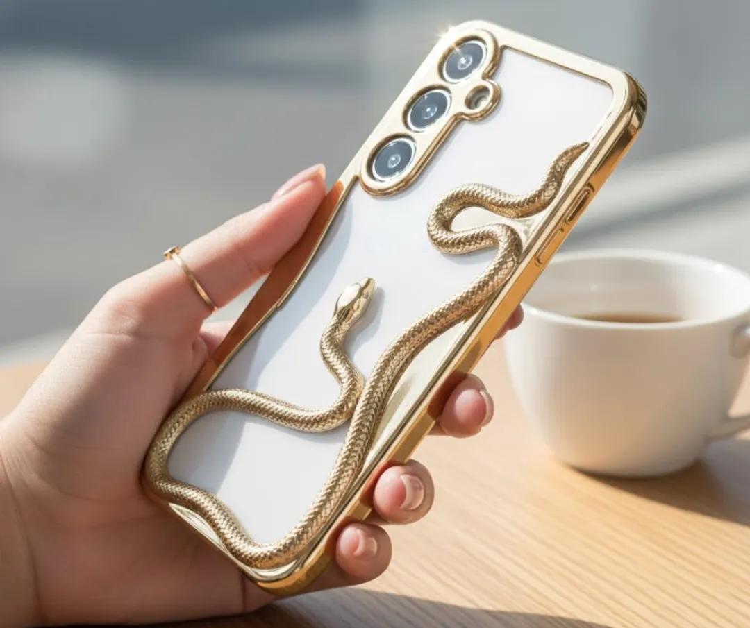 NUVEX Telefoonhoesje Samsung Galaxy S25 Goud - Slangdesign 3D