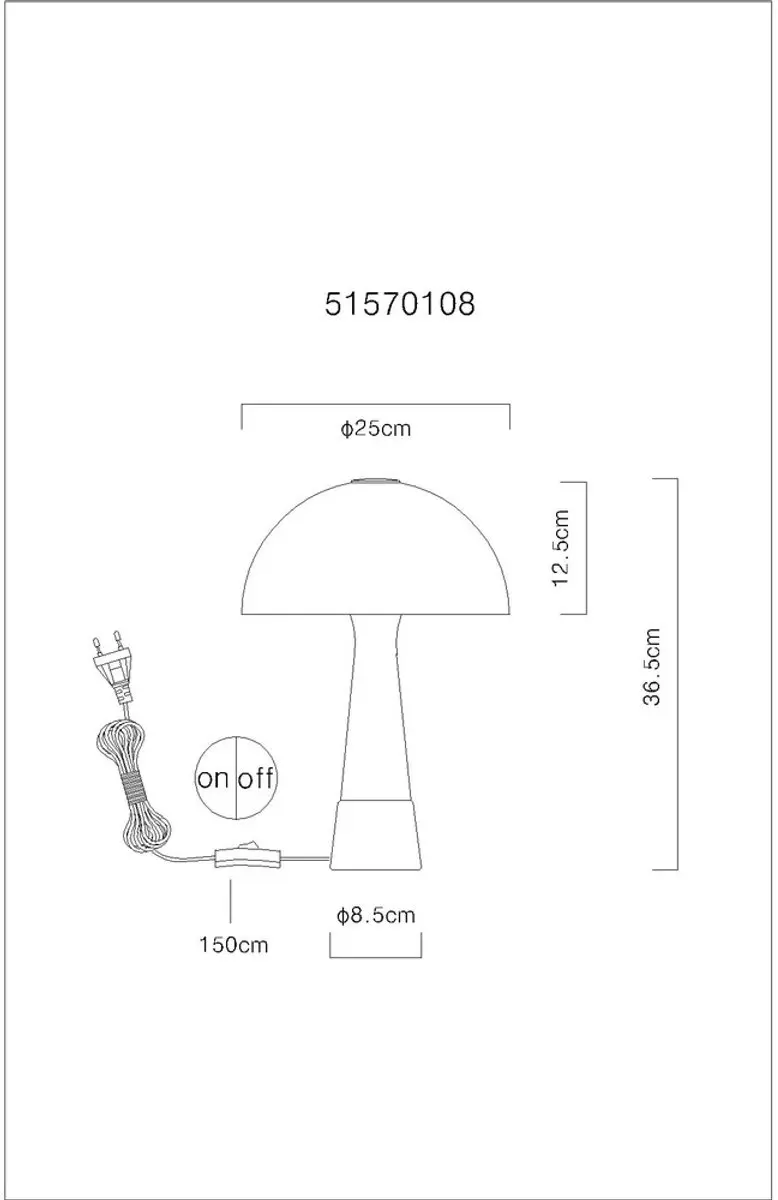 Globo Paulin Tafellamp E27 - 40W - Ø25cm - Zwart - afbeelding 5 van 6