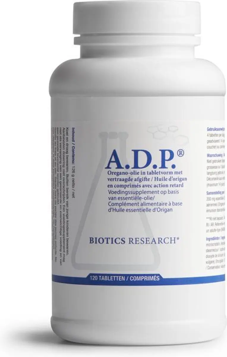 Biotics A.D.P. Oregano Emulsie 120 tabletten - afbeelding 2 van 6