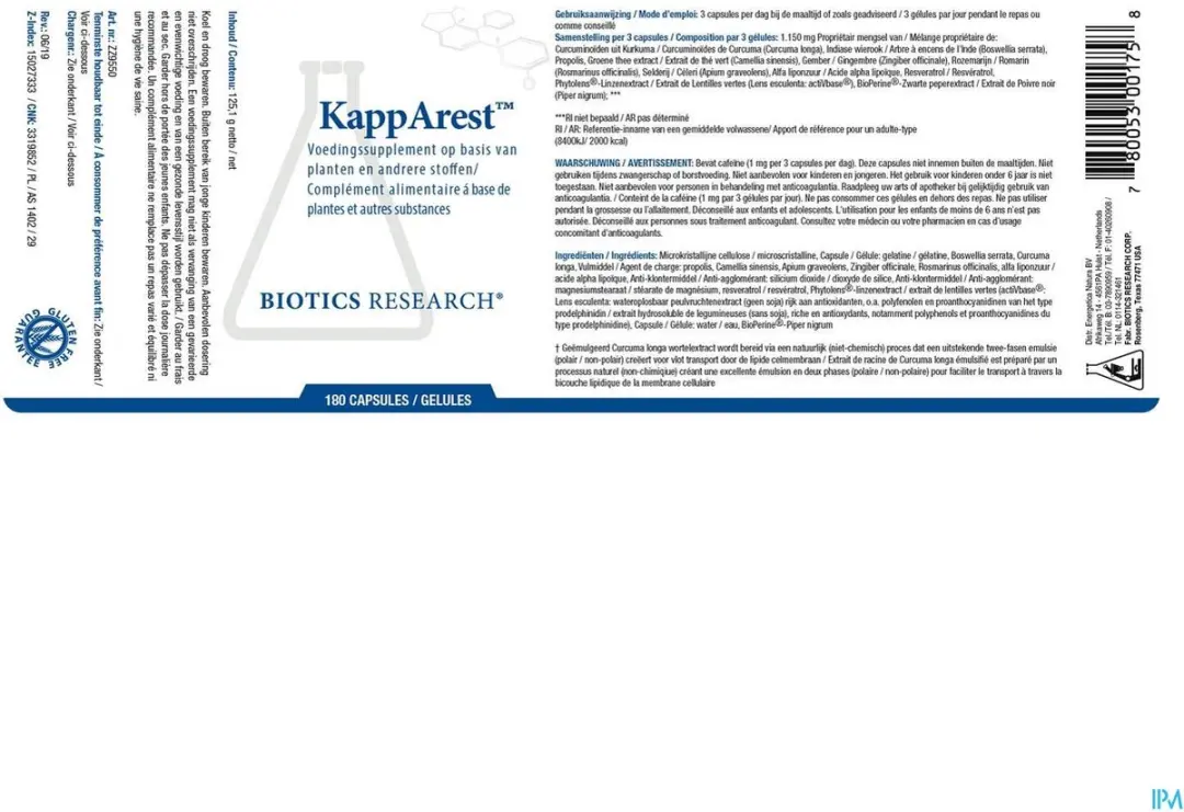 Biotics KappArest - 180 capsules - afbeelding 2 van 5