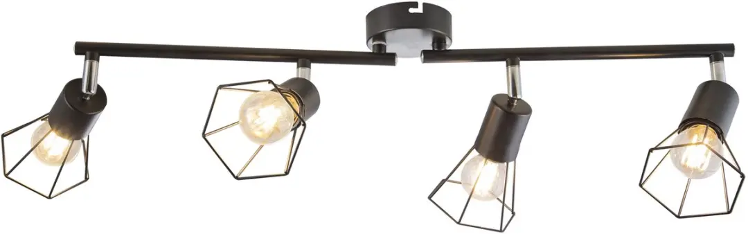 Plafondlamp Plafondverlichting Woonkamerlamp 4-vlammig Zwart Metaal D 70 cm