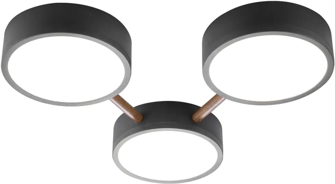 Plafondlamp dimbaar zwart rond Woonkamerlamp houtlook, 1x LED 23W 2150Lm warm wi