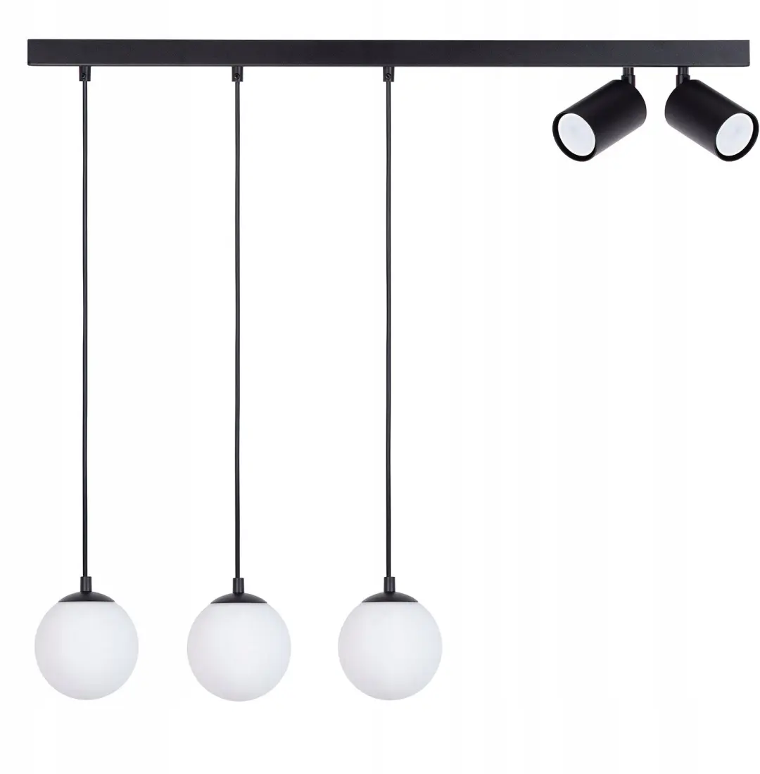 TAVIRA Hanglamp 3+2 Zwart Wit Metaal GU10 5 Lichtpunten