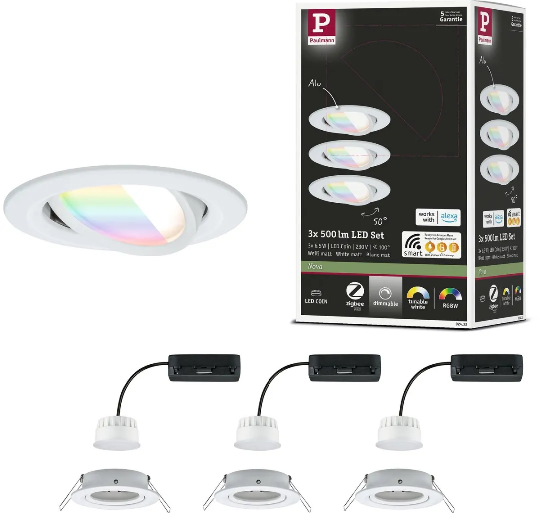 Paulmann Nova Coin LED-inbouwlamp 84mm RGBW+ 3x6W