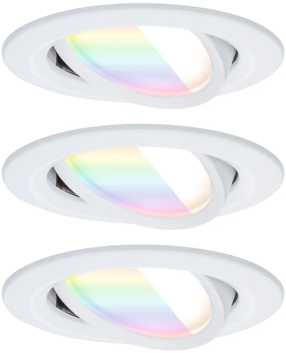 Paulmann Nova Coin LED-inbouwlamp 84mm RGBW+ 3x6W - 1500lm - Wit mat