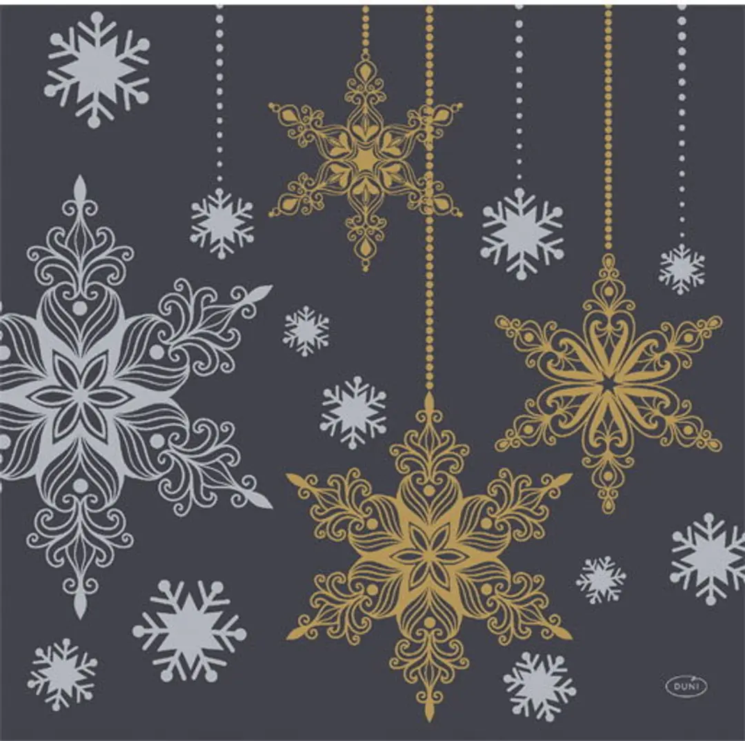Servet l40b40 cm snowstars blck 12st Duni