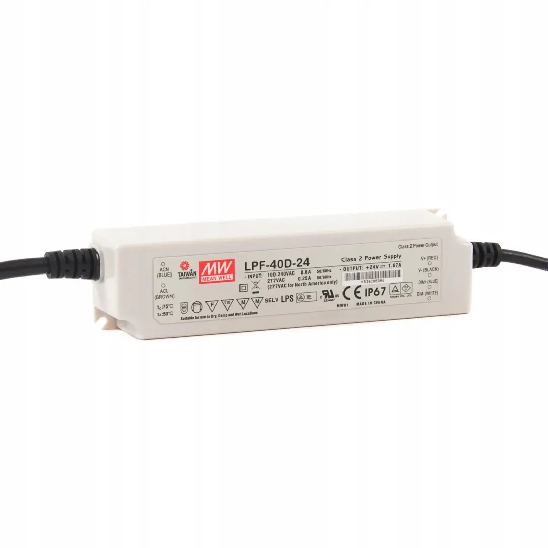 Mean Well LED Trafo 40W 24V AC/DC 1670mA 1-10V IP67 CV