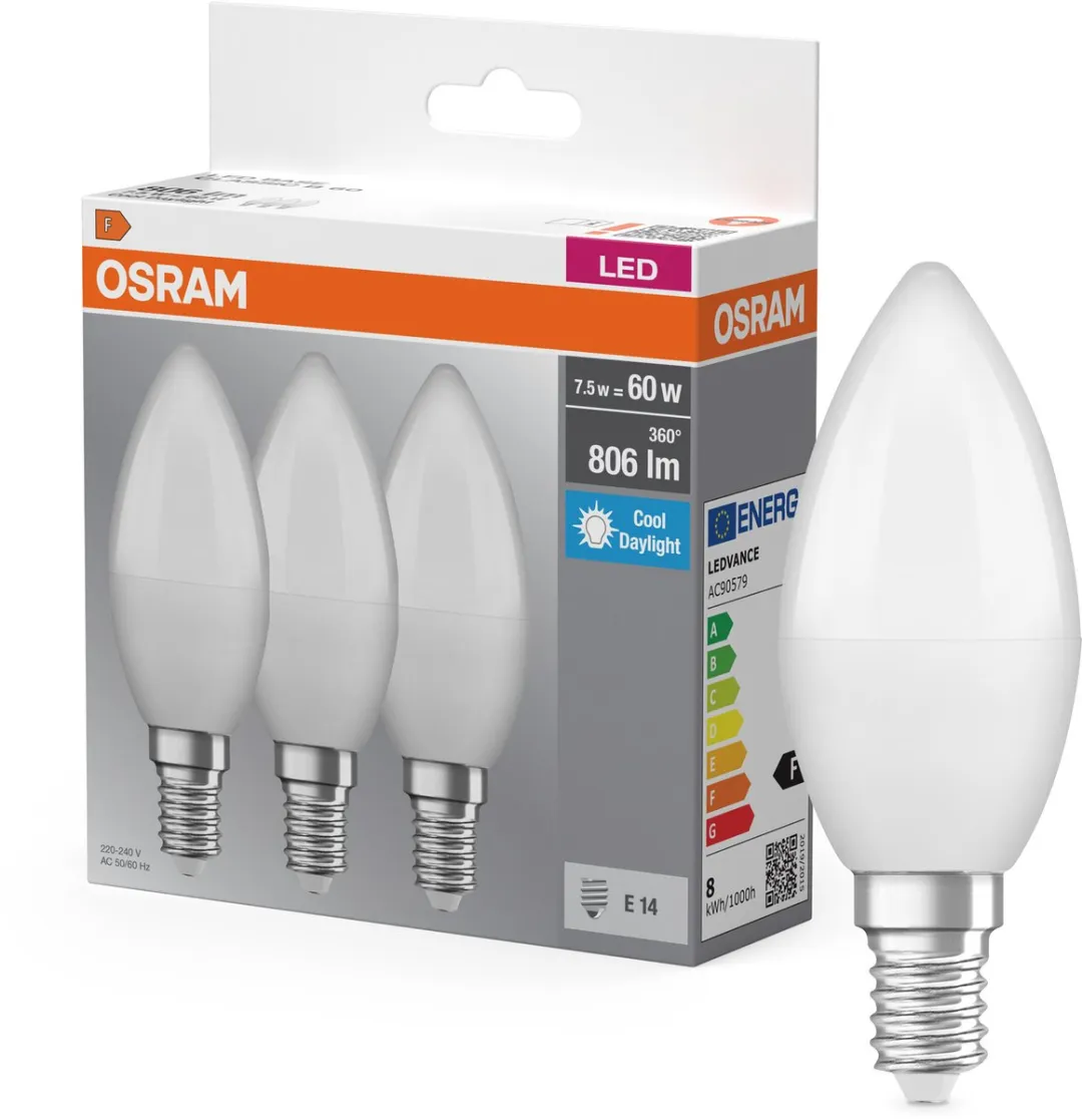 Osram LED Star Mini Kaars E14 Mat 6.8W 3-pack - 2700K