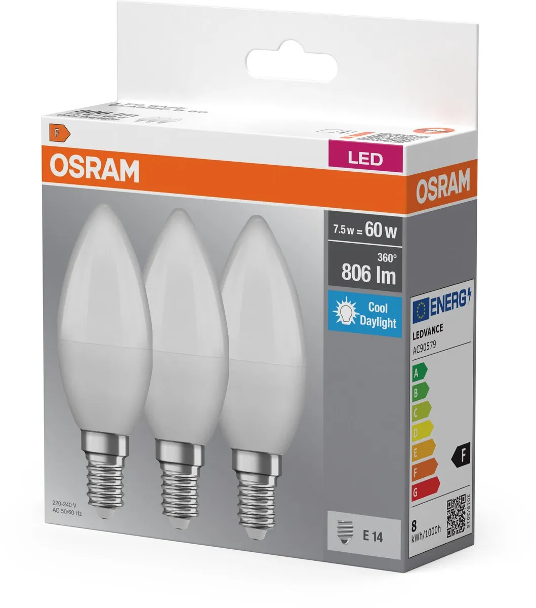 Osram LED Star Mini Kaars E14 Mat 6.8W 3-pack - 2700K