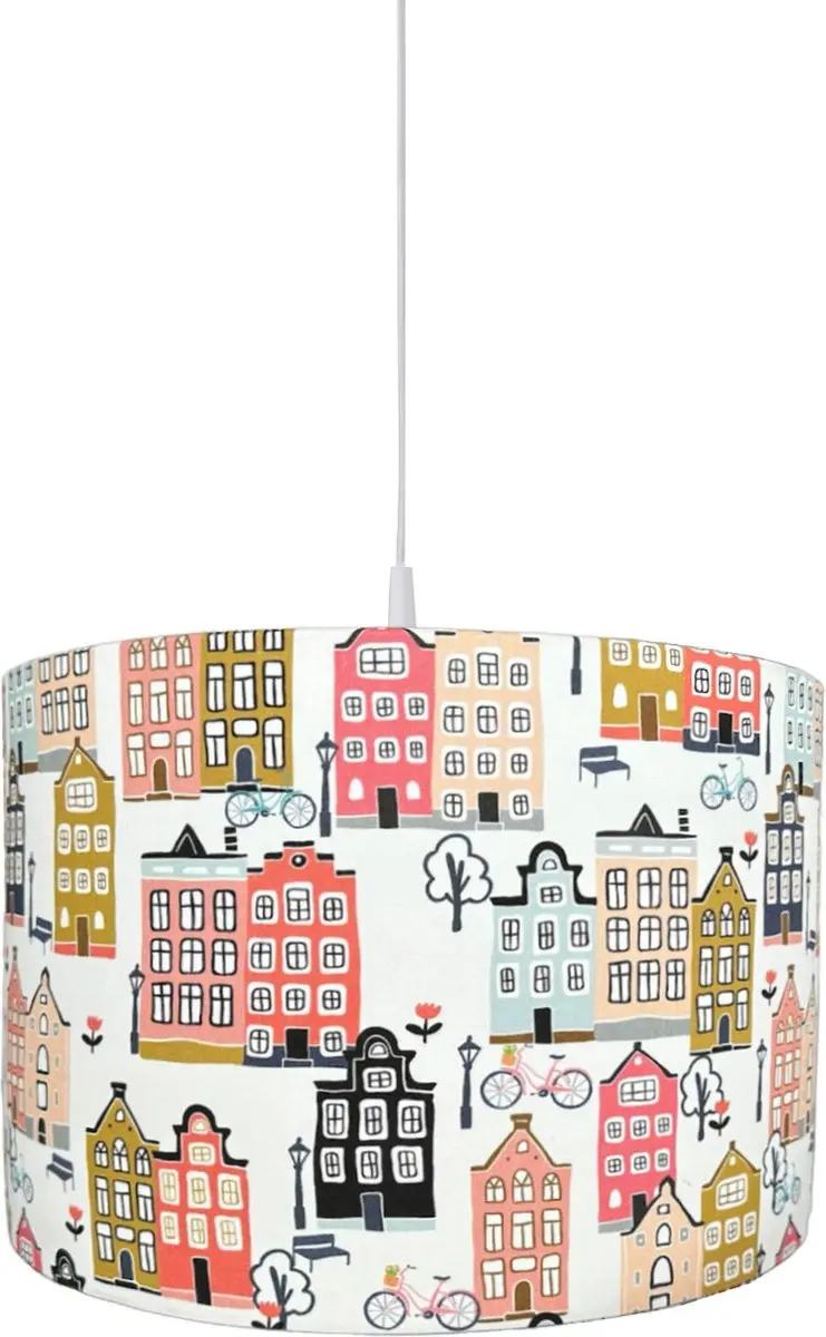 BINK Bedding Hanglamp/Lampenkap Adam 30 cm met gekleurde huisjes