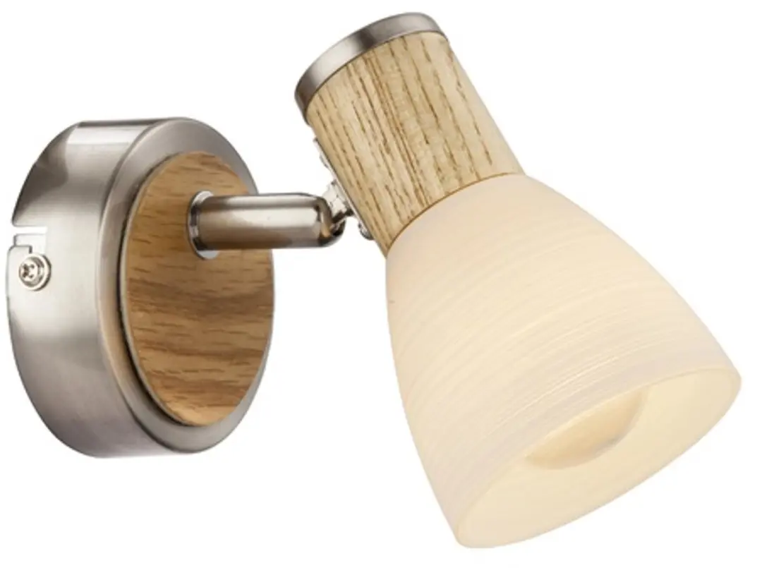 Globo Wandlamp Gylfi nikkel met hout