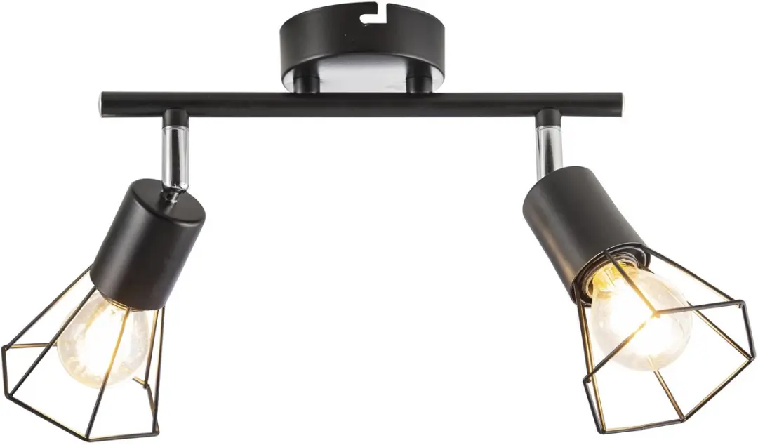 Plafondlamp woonkamerlamp slaapkamerlamp metaal zwart vlechtwerk, 2x E14 fitting