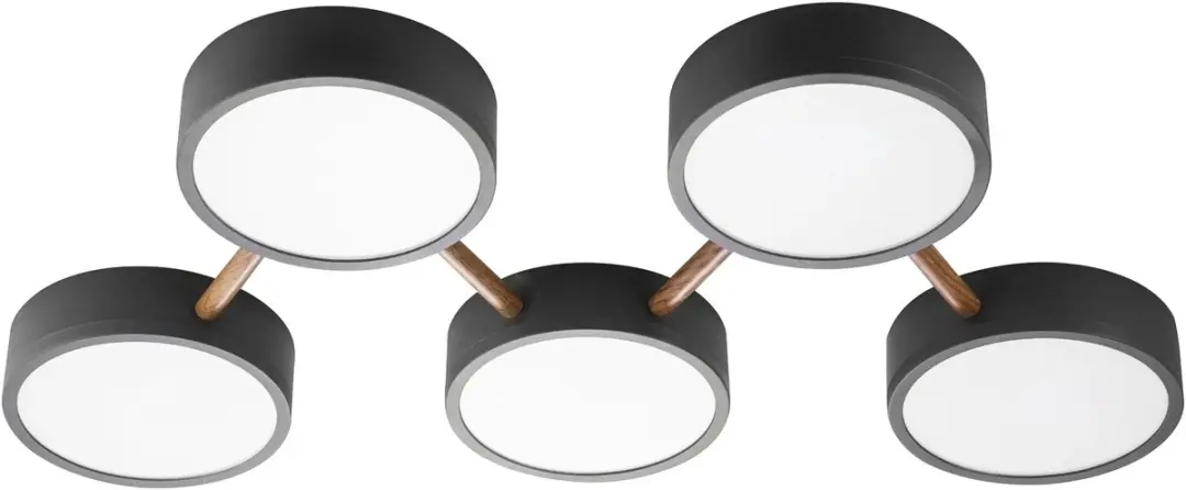 LED plafondlamp dimbaar ronde LED dimbare lamp slaapkamer modern, houtlook zwart