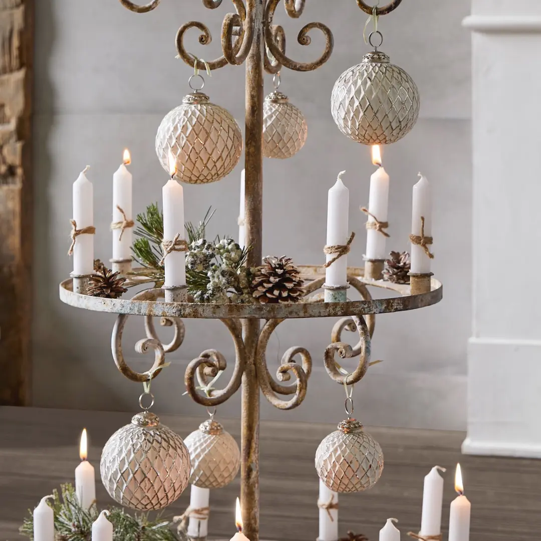 Loberon Maélys Kerstversiering set van 6 - Antiekwit - afbeelding 5 van 5