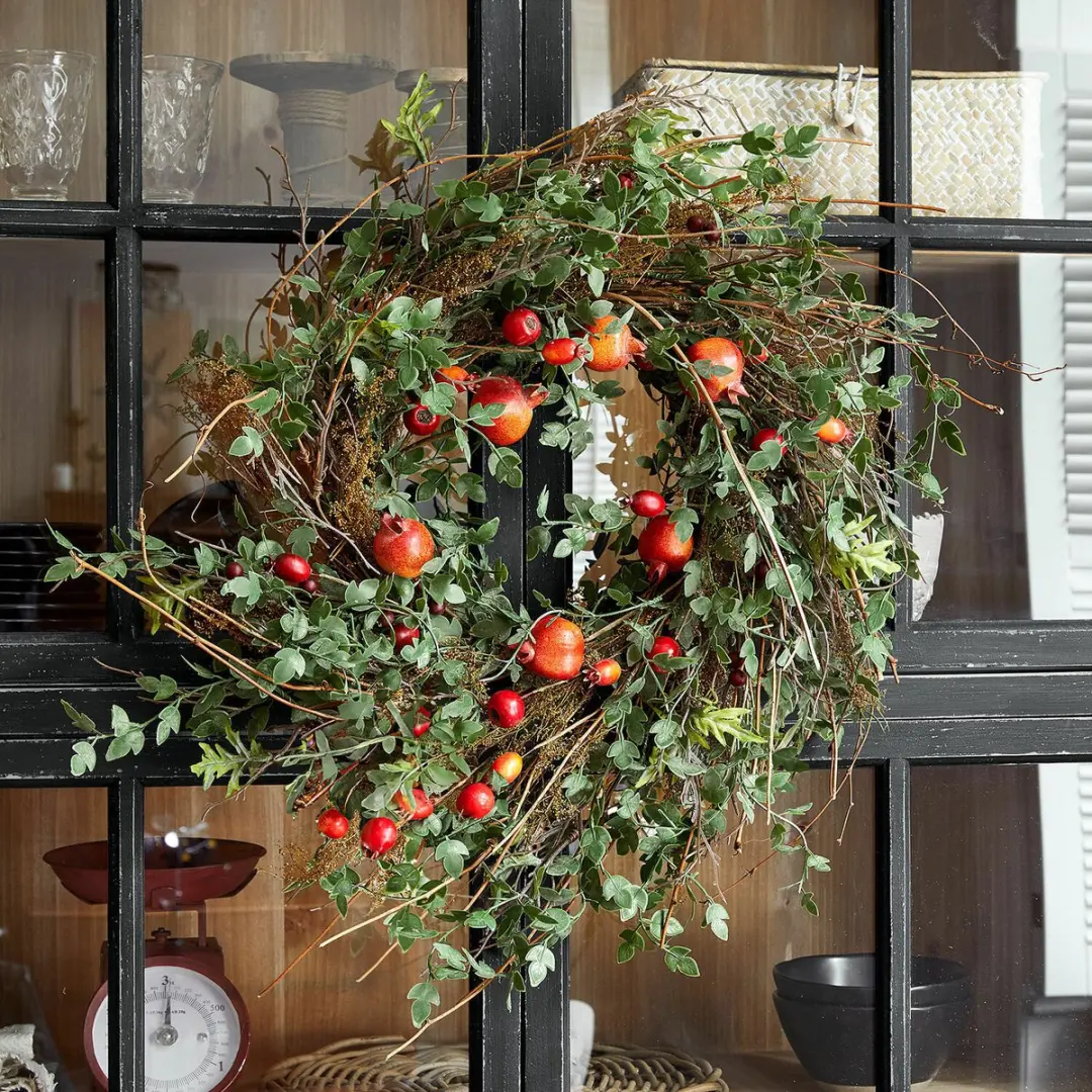 Loberon Krans Karidah - Ø70cm - Groen/Rood - afbeelding 3 van 3