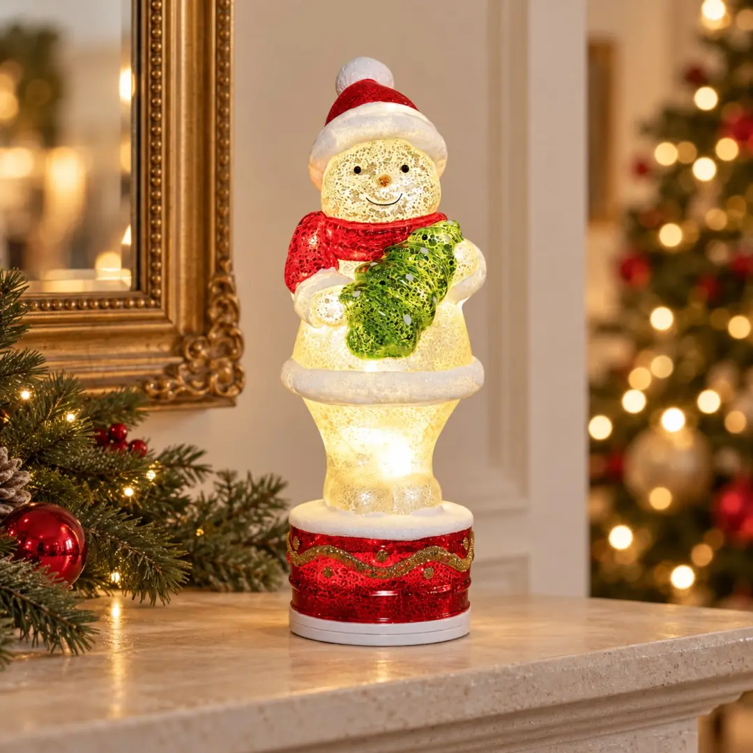 Anna’s Collection Glazen Sneeuwpop met LED Verlichting