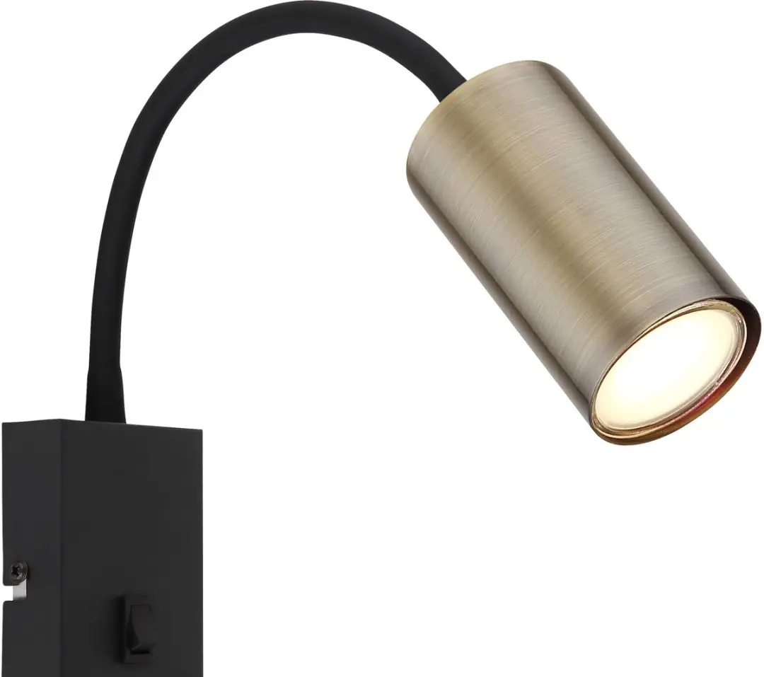 Globo Zwarte wandlamp Robby met messing - 57911WM - afbeelding 3 van 6