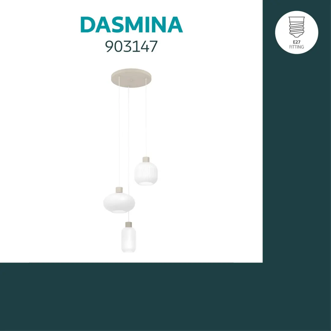 EGLO Dasmina Hanglamp - 3-lamps - E27 - Ø49,6cm - afbeelding 3 van 5