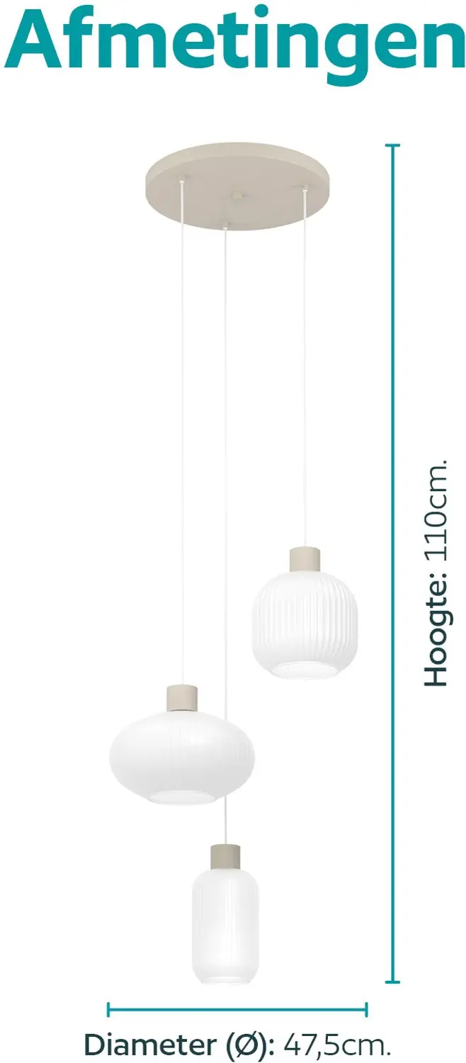 EGLO Dasmina Hanglamp - 3-lamps - E27 - Ø49,6cm - afbeelding 5 van 5