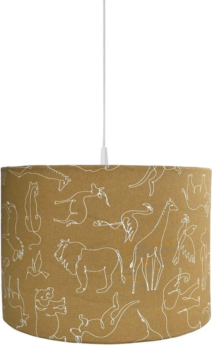 BINK Bedding Hanglamp/Lampenkap Savanne 30 cm inclusief pendel met lijntekeninge