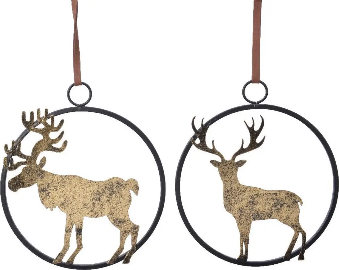 Decoris Hanger metaal rond 25x21,5cm zwart/goud (1 stuk) assorti