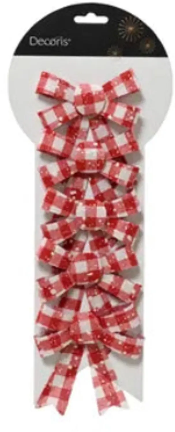 Decoris kerststrikken wit-rood polyester 11cm