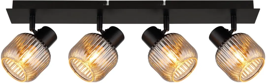 Plafondspot 4 vlammen woonkamerlamp plafondlamp rookglas verstelbaar, 4x E14, LxH 69,5 x 13,7 cm - afbeelding 3 van 6