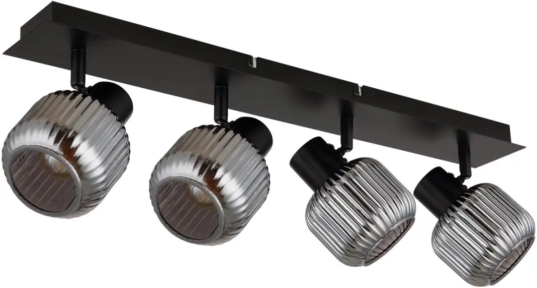 Plafondspot 4 vlammen woonkamerlamp plafondlamp rookglas verstelbaar, 4x E14, LxH 69,5 x 13,7 cm - afbeelding 4 van 6