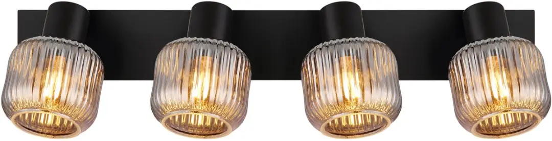 Plafondspot 4 vlammen woonkamerlamp plafondlamp rookglas verstelbaar, 4x E14, LxH 69,5 x 13,7 cm - afbeelding 2 van 6